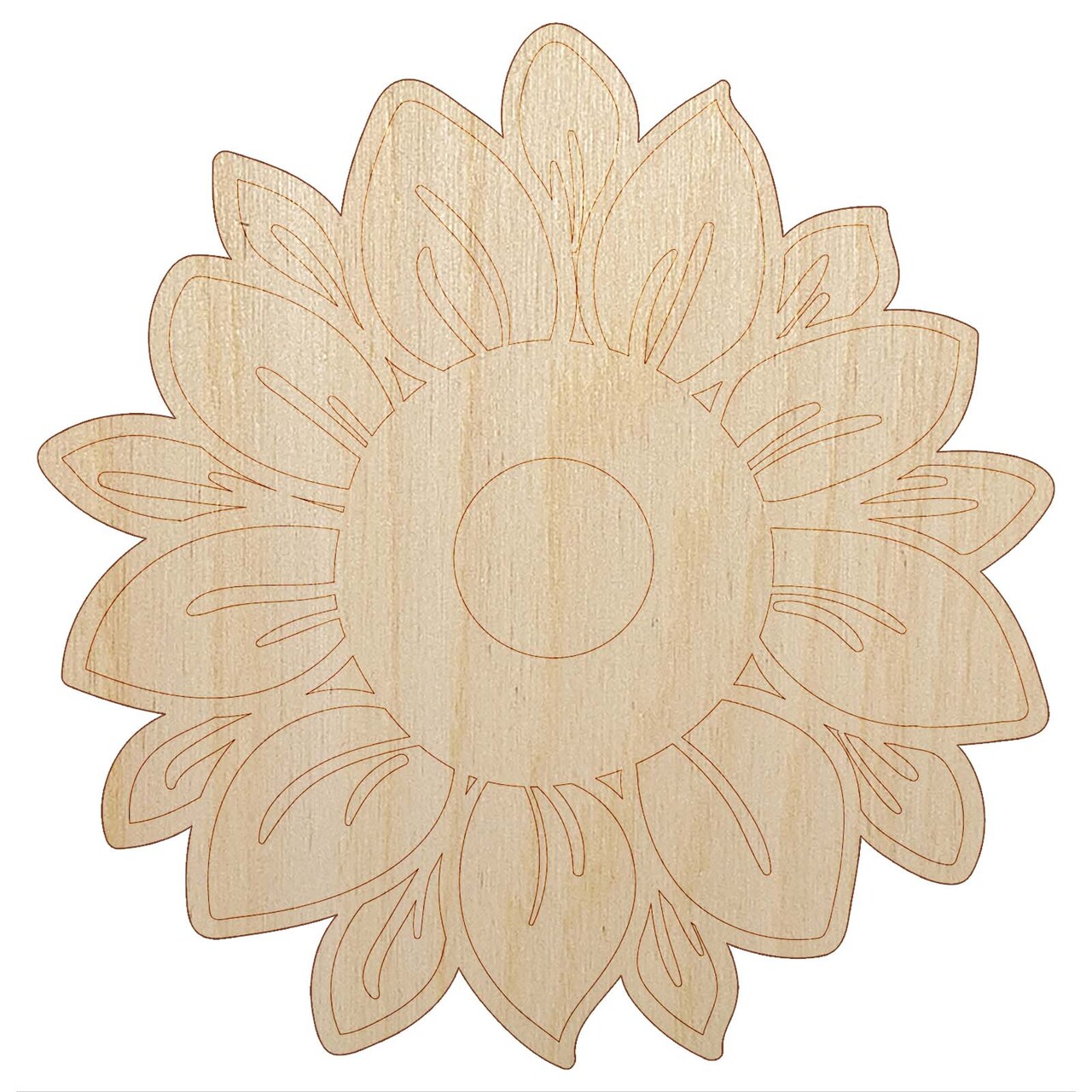 Cute Sunflower Doodle Unfinished Wood Shape Piece Cutout for DIY Craft Projects